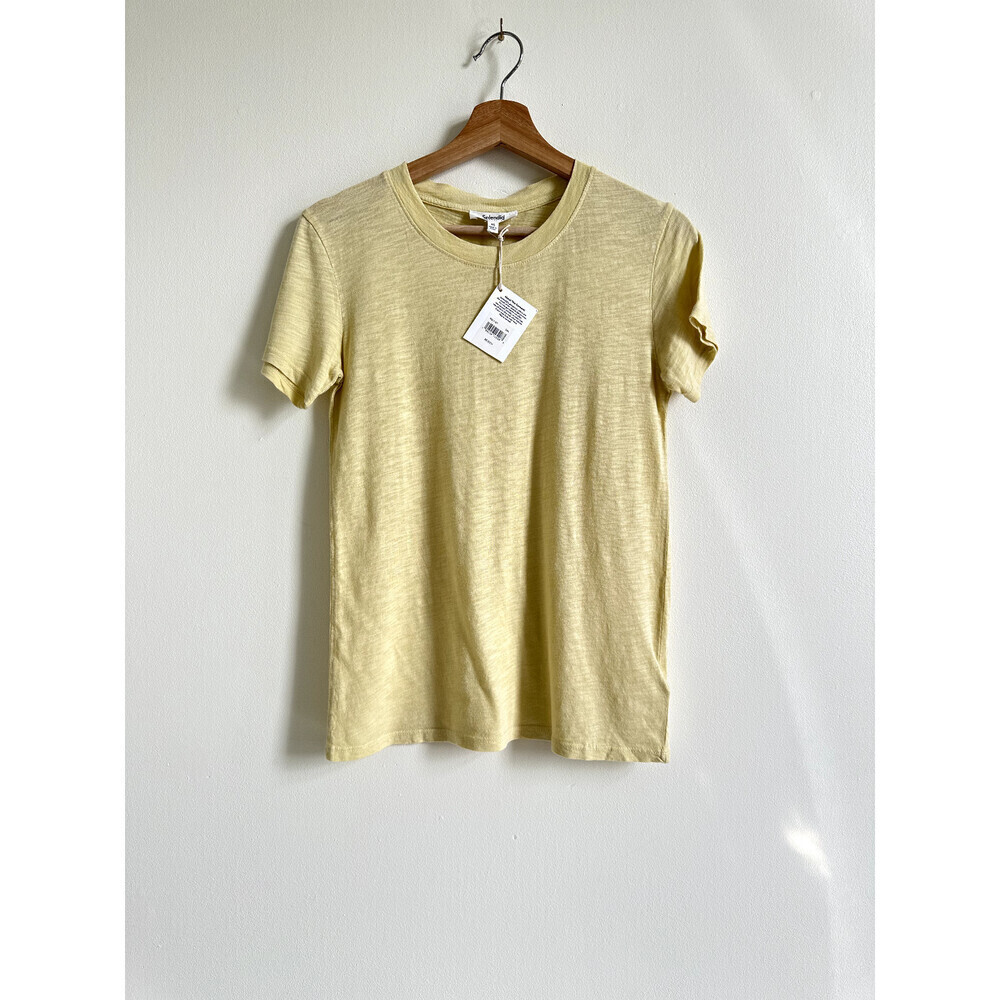 Splendid Plain T-Shirt Women's XS Yellow Crew Neck Pull Over Short Sleeves